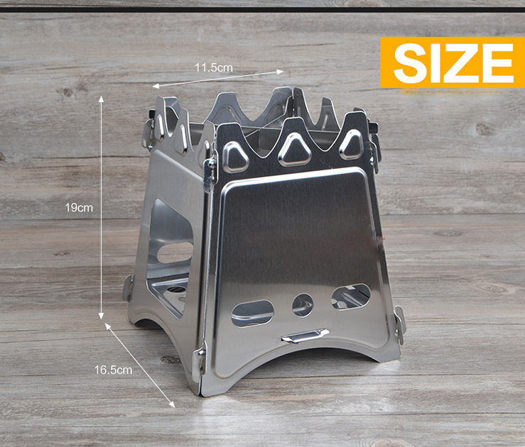 Stainless Steel Wood Outdoor Compact Folding Stainless Steel  Wood Stove for Cooking BBQ Picnic