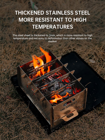 Outdoor folding barbecue stove stainless steel card stove bonfire stove portable camping heating stove burning firewood stove