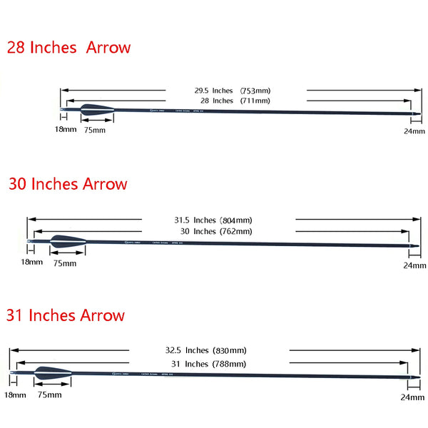 Archery 28/30/31 Inch Spine 500 Carbon Arrows With Steel Point for Compound Recurve Bow Hunting Shooting