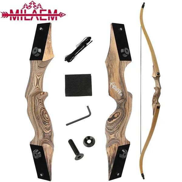 Recurve Bow 60inch 20-60lbs Archery Bow Hunter Bow Bamboo Core Limb Split Takedown R/L Hand Outdoor Sports Hunting Accessories