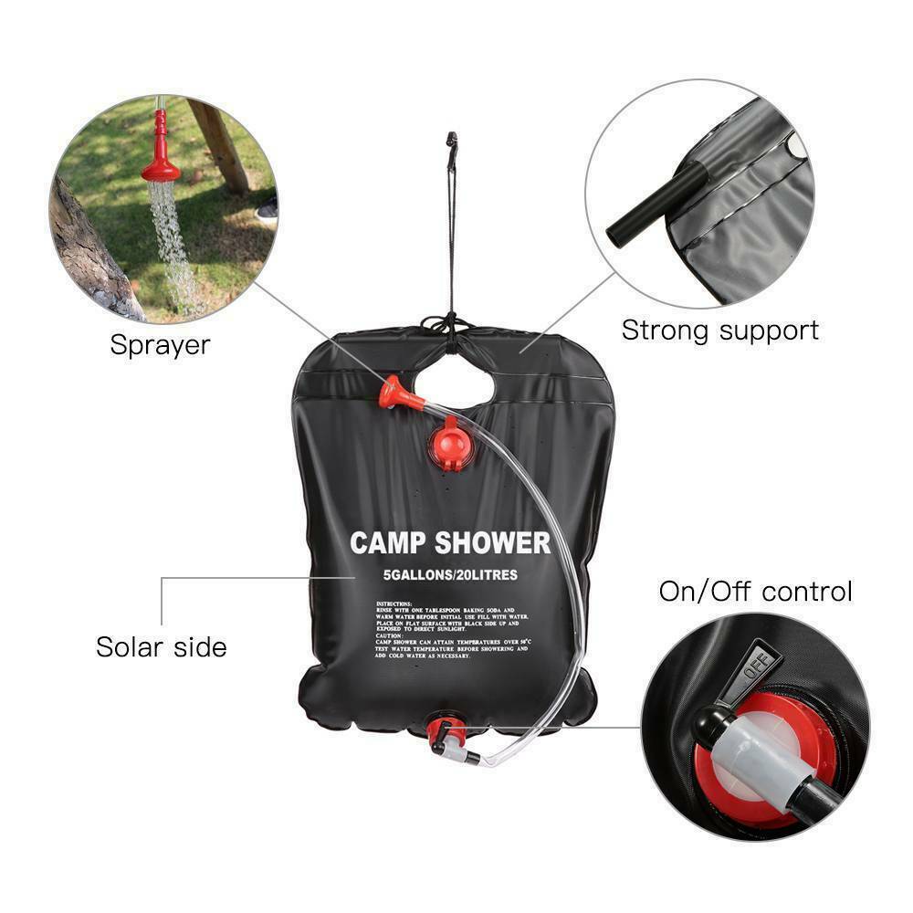 HPG SunSpa Portable Solar Shower: 20L Compact Camping Bath Bag